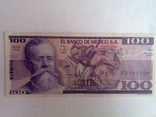 100 Peso Mexico Banknote 1981 Unc. photo