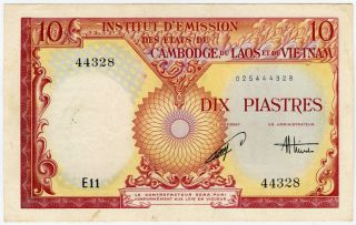 French Indo - China - For Vietnam 1953 Issue 10 Piastres Crisp Au.  Pick 107. photo