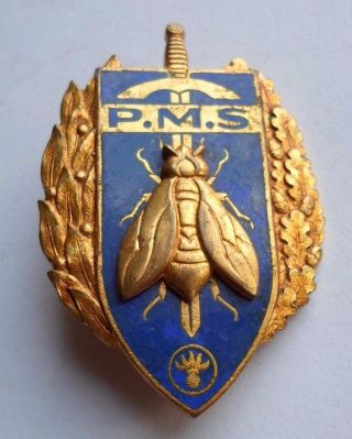 French Army Officer Military Preparation Numbered Insignia Pin Badge / Bee photo