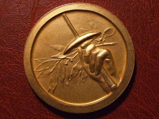 Art Deco Fencing Escrime Belgium Air Force 1955 Gold Pl.  Medal photo
