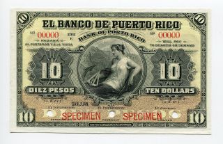 Puerto Rico Specimen 10 Pesos / $10,  1901 - 04,  99c photo