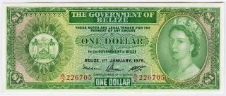 Belize 1976 Issue Qn.  Elizabeth Ii 1 Dollar Crisp Gem - Unc.  Pick 33c. photo