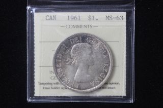 1961 Canada.  1$ Dollar.  Voyageur.  Iccs Graded Ms - 63.  (xtu515) photo