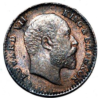 British India King Edward Vii 1/12 Anna 1910 Copper Coin Very Rare - 1.  66m photo