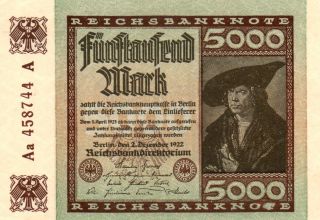 Xxx - Rare German 5000 Mark Weimar Banknote 1922 Nearly Unc photo