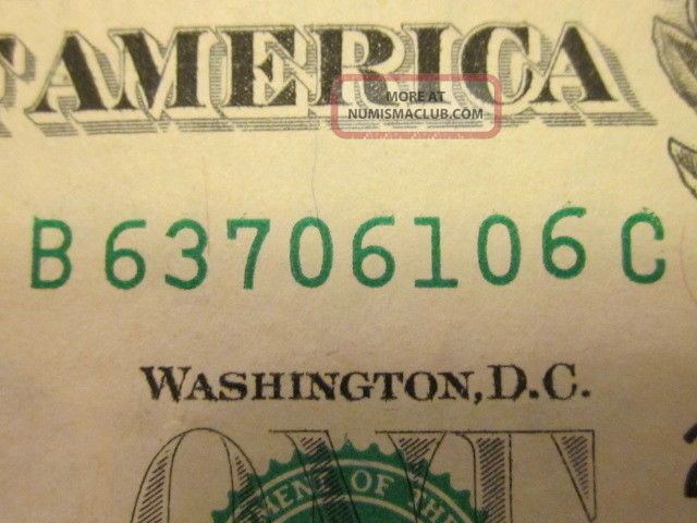 2013 $1 Dollar Bill Stuck Number Aka Gas Pump Error Note Currency Money Vf Paper Money: US photo