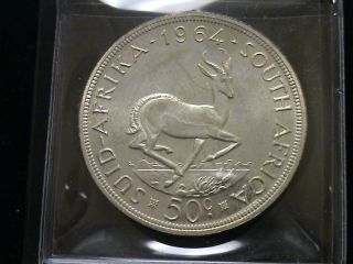 1964 South Africa Silver 50 Cents,  Proof - Like,  Uncirculated photo