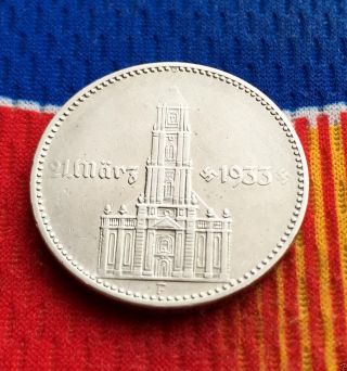 Extra Rare 1934 F Wwii 2 Mark Silver German Garrisonkirche Reich Coin 5 photo