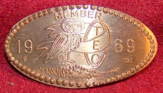 Dow - 198: Vintage Elongated Cent - Tec Membership Cent 1969 photo
