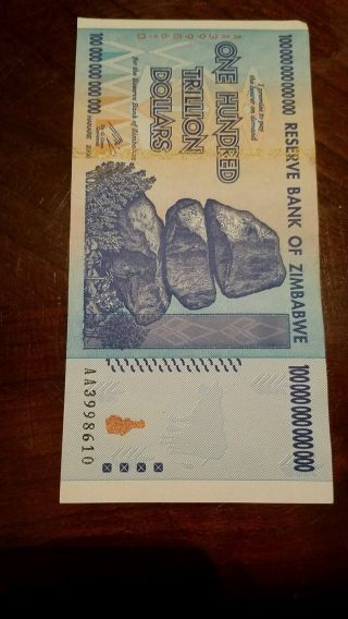 100 Trillion Dollars Zimbabwe Bill photo