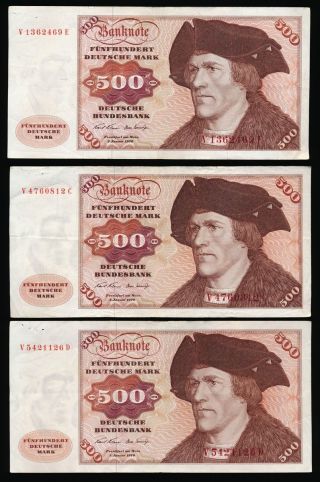 3000 German Marks (6 X 500 Marks 1960/70 Issues) Bundesbank Accepted No Rsrv photo