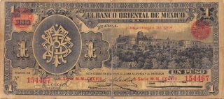 México 1 Peso 2.  2.  1914 S 388 Series M.  M.  Circulated Banknote photo