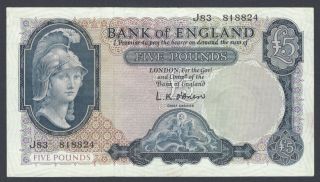 Bank Of England 5 Pound 1957 - 61 P372 Vf - Xf photo