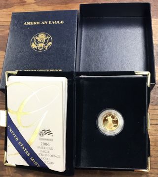 2006 - W Gold American Eagle 1/10 Oz Proof Coin In Ogp W/coa Nr photo