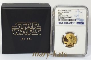 2016 Star Wars Classic Niue Gold R2 - D2 G$25 Ngc Pf70 Uc First Releases photo