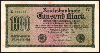 1000 Mark 1922 Reichsbanknote - Series: E564254fz - 