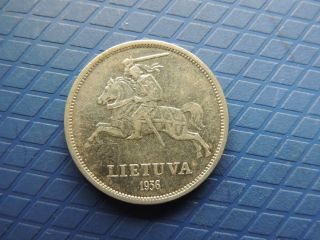 Lithuania 1936 5 Litai Au Grade 1 Year Type Silver Invest photo