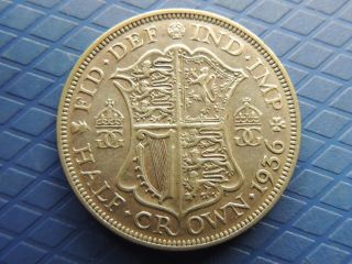 Great Britian 1936 1/2 Crown Km 835 Invest In Silver Coin photo