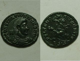 Constantius Gallus Spearing Enemy Horse Rider Battle Rare Ancient Roman Coin/ Xf photo