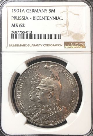 Prussia 1901a German States Silver 5 Mark Ngc Certified State photo