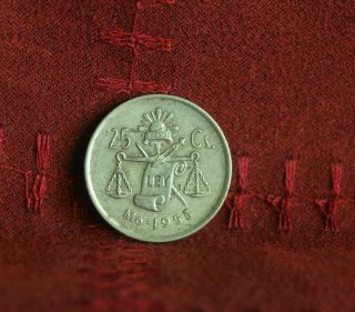 25 Centavos 1953 Mexico Silver World Coin Eagle Km443 Liberty Cap Scale Cent photo