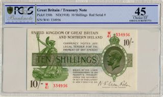 Treasury Note Great Britain 10 Shillings Nd (1918) Pcgs 45 photo