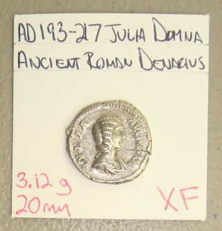 Ad 193 - 217 Julia Domna,  Pudicitia Reverse Ancient Roman Silver Denarius Xf photo