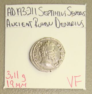 Ad 193 - 211 Septimius Severus,  Victory Reverse Ancient Roman Silver Denarius Vf photo