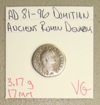 Ad 81 - 96 Domitian,  Lighted Altar Reverse Ancient Roman Silver Denarius Vg photo
