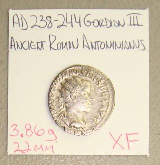 Ad 238 - 244 Gordian Iii,  Laetitia Reverse Ancient Roman Silver Antoninianus Xf photo