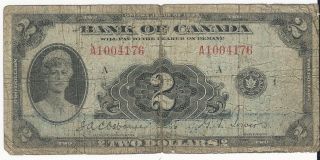 Canada Note $2 1935 Very Good photo