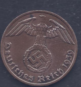 Nazi Germany Third Reich 1939 E 1 Rpf Nazi Swastika Coin Ww2 Era Coin 7 photo