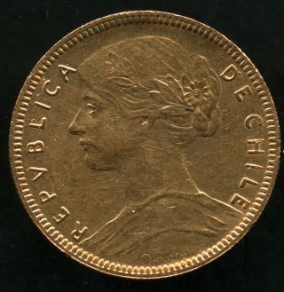 Chile 1896 Gold 20 Pesos (149,  000 Minted) photo