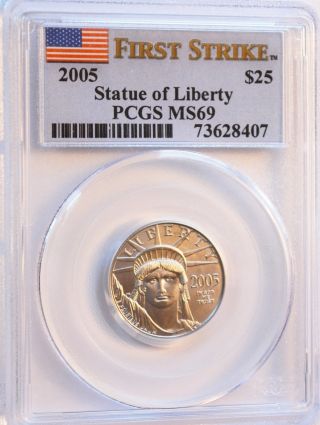 2005 P$25 Statue Of Liberty Platinum American Eagle Ms69 Pcgs photo