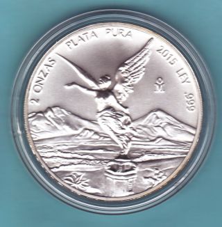 2015 Uncirculated 2 Oz 0.  999 Silver Mexican Libertad Coin (mm310 - 1) photo