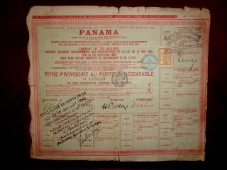 Panama Canal Bearer Bond Certificate Paris 1888 Fair /g photo