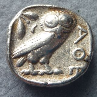 Greece Attica Athens Silver Tetradrachm Athena And Owl C.  449 - 413 B.  C.  15.  9g photo
