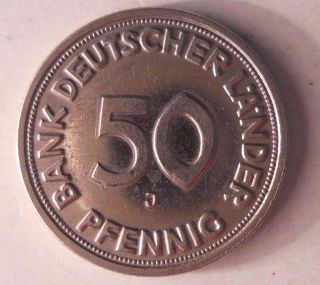 1949 J Germany 50 Pfennig - Au - Key Date - Hv3 photo