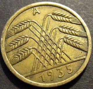 Germany 1935 - A 5 Reichspfennig German 3rd Reich Brass Coin (rl 477) photo