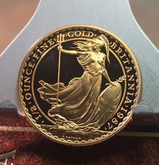 1987 Proof ½ Oz Britannia 50 Pound Gold W/ Box And Cert.  (215) photo