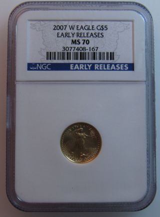 2007 - W $5 Gold Eagle Ngc Ms70 Early Releases (167) photo