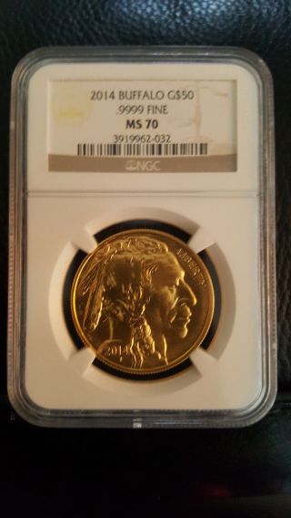 2014 Buffalo 1 Oz.  Gold $50 Coin Ngc Ms70 photo