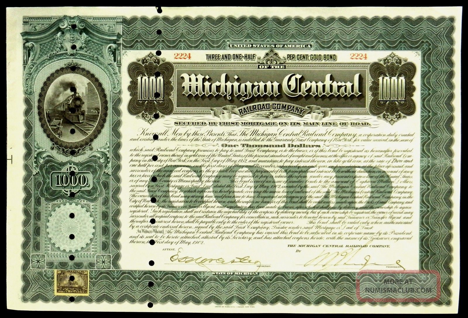 Michigan Central Railroad Company Bond 