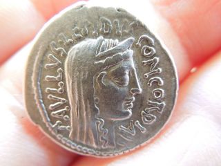 Ancient Coin Rome Republic L.  Aemilius Lepidus Paullus Silver Denarius 62 Bc photo