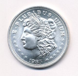 1985 Silver Trade Unit 1 Oz.  999 Fine Silver Round Morgan Dollar Design photo