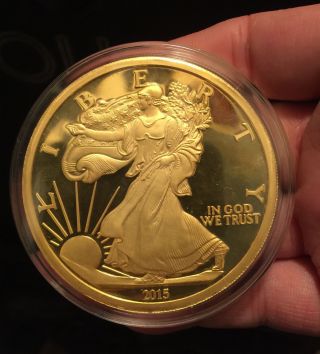 5 Oz Gold Gilded Silver Round photo