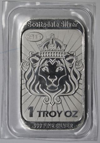 2013 Scottsdale Silver Lion Head Two Dollar.  999 Fine Silver Art Bar - 1 Troy Oz photo