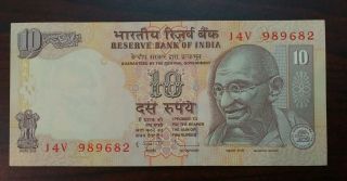 1 Note - 10 Rupee Gandhi India Bank Note - Unc Us - photo