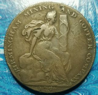1792 Great Britain Warwickshire Mining & Copper Half Penny Conder Token D&h 85 photo