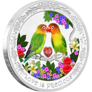 Lovebirds Love Is Precious 1 Oz Pure Silver Coin 2017 Niue photo